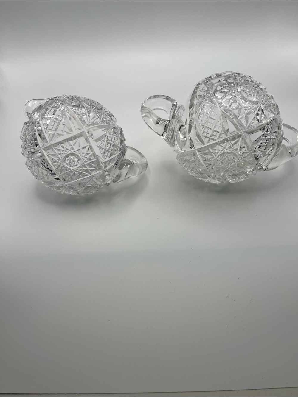 Cut Crystal Decorative Pitcher and Sugar Set - Clear